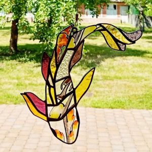 vitrail carpe koi mellow yellow le petit atelier du verre france