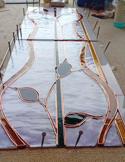 Le Petit Atelier du Verre - creation vitrail sur mesure Art nouveau porte 2