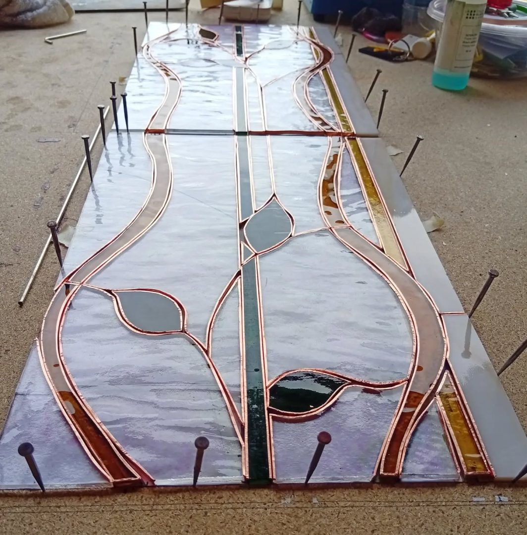 creation vitrail sur mesure Art nouveau porte 2 Création d’un vitrail sur mesure Art nouveau