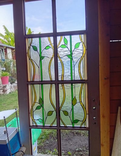 Le Petit Atelier du Verre - creation vitrail sur mesure Art nouveau porte 3